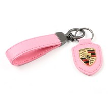 포르쉐 프리미엄 가죽 방패 키홀더, 핑크