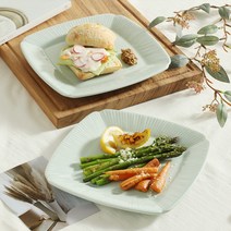 윤도자기 메종오브제 청아 정사각접시, 2개