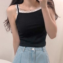 체리체리 여성용 레이스 골지 이너 레이어드 민소매