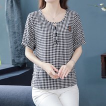 레몬소울 레이먼 닐리 체크 곰돌이 자수 반팔 블라우스