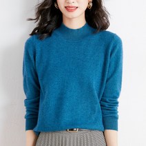 여성용 마켓A 반폴라 단색 니트