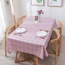 사각 PVC 캠핑 체크 테이블보, 핑크, 2인(90 x 140cm)