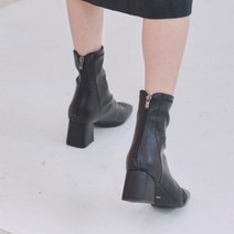 플랙슈 여성용 가죽 스판 발편한 앵클부츠 6cm