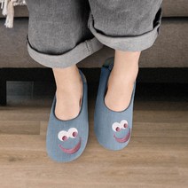 컬러매치 여성용 스콘 덧신 실내화, 블루