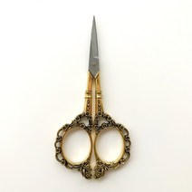 프렌치 에펠 모티브 빈티지 앤틱 자수 가위 퀼팅 소잉 다꾸 가위 4.8 x 11 cm, F타입 클래식 플로랄 빈티지 골드, 1개