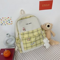 여성용 체크 포인트 귀염 터지는 백팩 + 뱃지