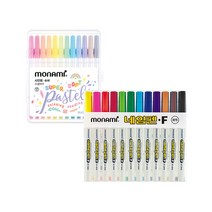 모나미 파스텔 슈퍼 사인펜 12종 + 네임펜 F 12종 세트, 혼합색상, 1세트