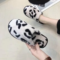 아이엠몽 여성용 호피 레오파드 호이라 털 슬리퍼, 화이트