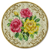 알로데 라운드 플라워 러그 카펫 DIY 스킬 자수 세트 영문버전 컬러인쇄메쉬, 1세트, 08