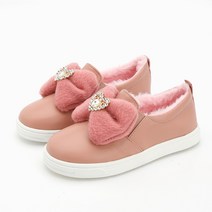 래빗풋 여아용 하트리본 털안감 슬립온 운동화