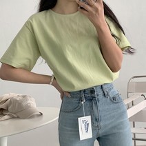 에이와비 여성용 탄탄 데이 라운드 티셔츠