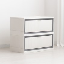 올리빙 모듈 오픈 리빙박스 수납함 스트라이프 650, 화이트그레이, 2개