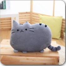 리빙에스 고양이 가족 쿠션 목 등 허리 쿠션 베개, 그레이