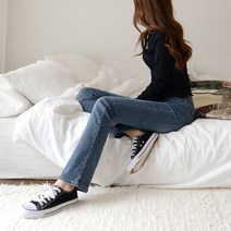 수비진 여성용 투버튼 허리스판 롱 부츠컷 청바지 SP191