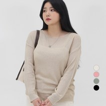 102102 여성용 빅사이즈 부클 라운드 오버핏 긴팔 니트