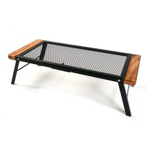 리빙이프 우드 아이언메쉬 미니 캠핑 테이블, 블랙