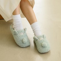 여성용 이즈클래식 방한 통굽 털 슬리퍼 뽀글이 토끼 거실화 22842