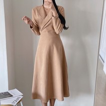 슈가펀 카티드 카라 뒷리본 롱 원피스