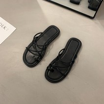 엘쏘 레더 라인 크로스 슬리퍼