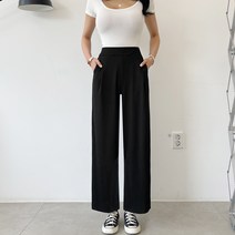 가비진 여성용 밴딩 와이드 팬츠