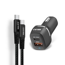 디씨네트워크 PPS USB-C PD 30W 고속 차량용 충전기 삼성 갤럭시 애플 아이폰 호환 + PPS 100W C to C타입 Gan PD 초고속 충전 케이블 1.2m세트, 블랙, 블랙, BND-G30AC(차량용 충전기)