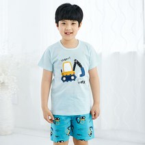 키즈라인 남아용 공사중 5부 여름용 반팔 실내복 상하세트