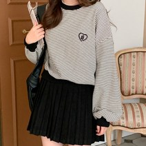 플랜데이 캐쥬얼 하트 자수 단가라 기모 맨투맨