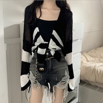 레몬소울 여성용 컬라 루즈핏 썸머 배색 가디건