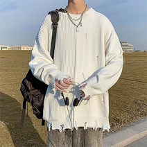 남성용 PDS패션 힙 앤 심플 분위기 라운드넥 니트