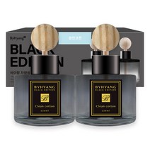 바이향 블랙에디션 카 디퓨저 120ml, 2개, 클린코튼
