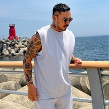 파이브라지 빅사이즈 리버풀 스판 박스 오버핏 나시 티셔츠