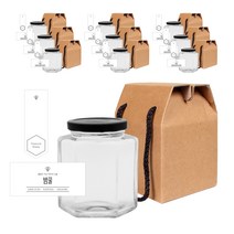 육각500 꿀병 470ml + 블랙캡 + 심플 밤꿀 S 병스티커 + 봉인스티커 + 박스 세트, 10세트