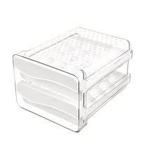 라이크하우스 냉장고 2단 달걀 보관함 40구, 화이트 + 투명