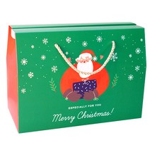 도나앤데코 크리스마스 손잡이 끈 선물상자 대 5p + 골드끈10p + 스티커5p, 포근한 산타 기프트, 1세트