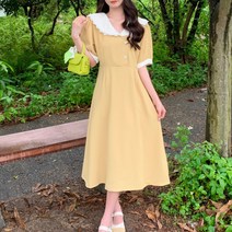 아베크 여성용 복고풍 허리 슬리밍 롱원피스