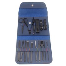 칼리오페 가죽케이스 발톱 손톱깎이 16종 세트, 블루(케이스), 1세트