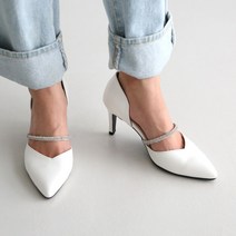 단골언니 여성용 보석 스트랩 양사이드 오픈 그로즈 힐 펌프스 7cm