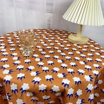 파라다이소 방수 패브릭 플라워 레트로무드 인테리어 식탁보, 브라운, 60 x 150 cm