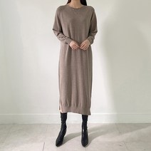 어반프랑 여성용 오웬 트임 비스코스 긴팔 니트 롱 원피스