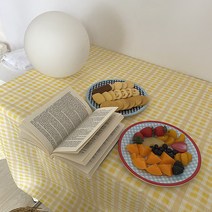 데이프로젝트 스페셜 모던 피크닉 테이블 천 매트, 01 옐로우체크, 70 x 70 x 5 mm