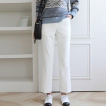 빼빼 여성용 보온 본딩기모 허리 스판 일자 슬랙스