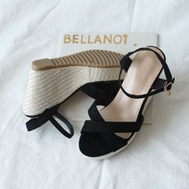 벨라노이 여성용 베이직 에스빠듀 여름 통굽 키높이 정장 웨지형 샌들 10cm