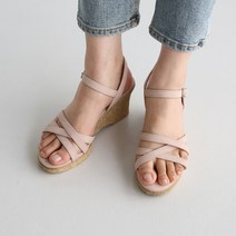 단골언니 여성용 스트랩 웨지힐 솔리아 샌들 7cm