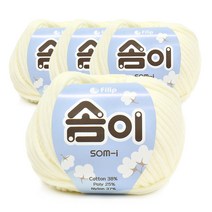 쎄비 솜이 패브릭얀 뜨개실 65g x 4p, 아이보리, 4개