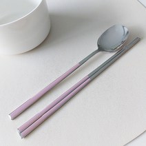 보겐 육각 세라믹 1인 수저세트, 핑크, 숟가락 + 젓가락