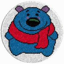 알로데 동물 라운드 카펫 러그 매트 DIY 스킬 자수 세트 중국어버전 컬러인쇄메쉬, 1세트, 06