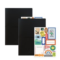 인디고 스토리지 A4 클리어 파일 20매 + 커스텀 스티커, 블랙(파일), 2세트