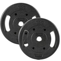 아리프 다이나믹 경량 바벨 원판 30mm용, 7.5kg, 2개, 블랙