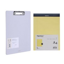델리 린피니 클립보드 A4 + 시그니처 리갈패드 옐로우 A4 5p, 그레이, 1세트