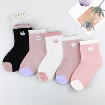 새실로 아동용 레바 피콧 중목 양말 5족 세트